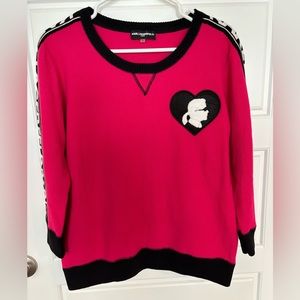 Karl Lagerfeld Paris Pink 3/4 Sleeve Knit Sweater with Patch